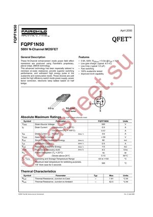 FQPF1N50 datasheet  